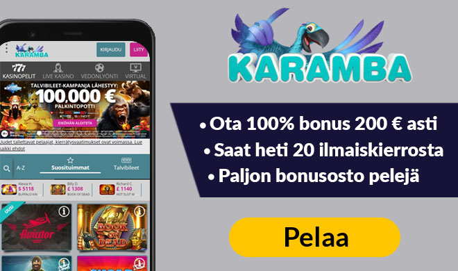 Karamba Casino tarjoaa 100% bonuksen 200 € asti
