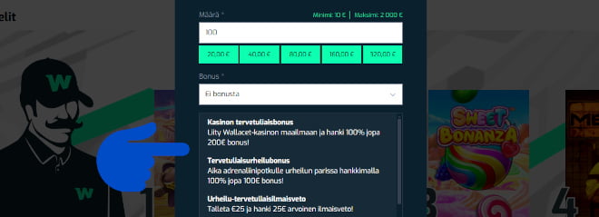 Wallacebet bonuksen valinta