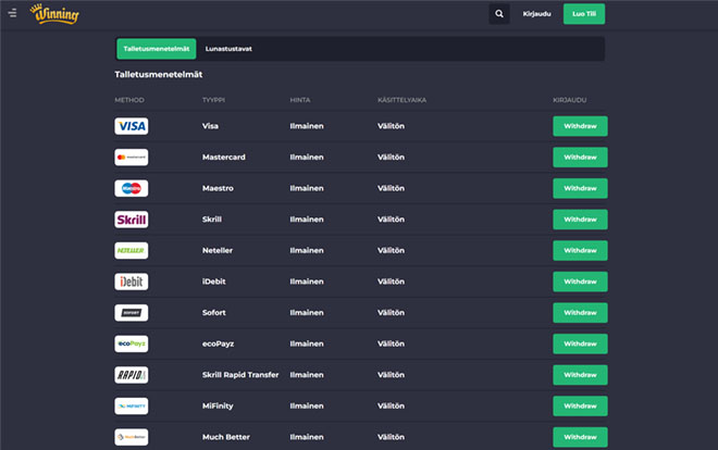 Tarjolla on useita toimivia maksutapoja
