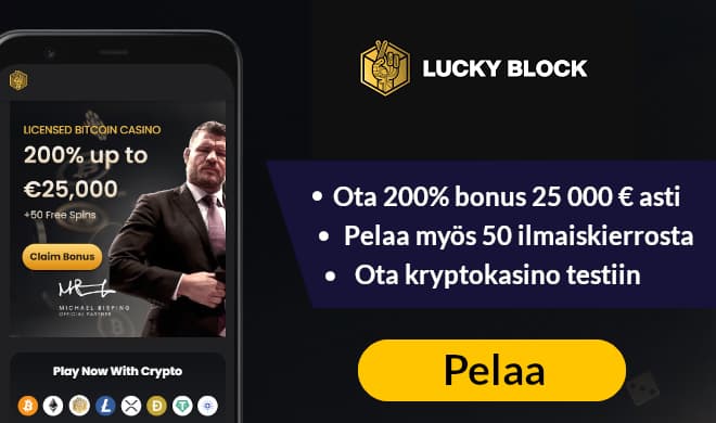 Aloita pelit Lucky Block casinolla 15% palautuksella