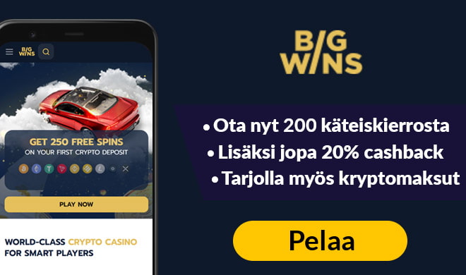 Bigwins tarjoaa 250 käteiskierrosta