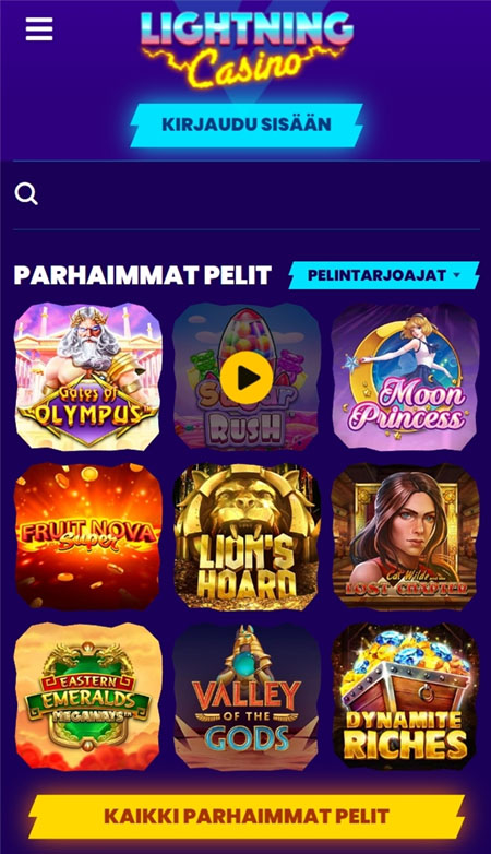 Lightning Casino toimii myös puhelimella