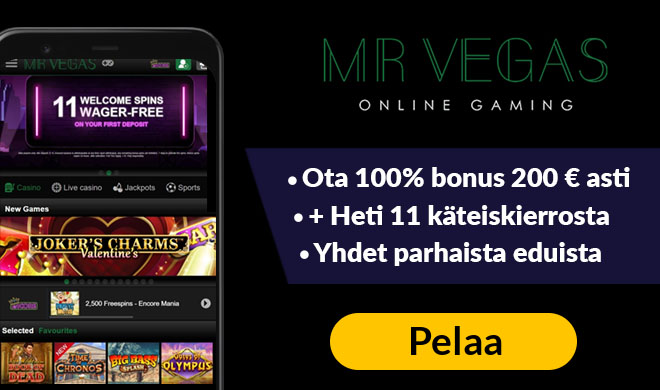 Kokeile Mr Vegas kasinoa 100% bonuksella 200 € asti