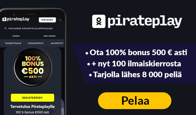 Pirateplay tuplaa talletuksen 500 € asti