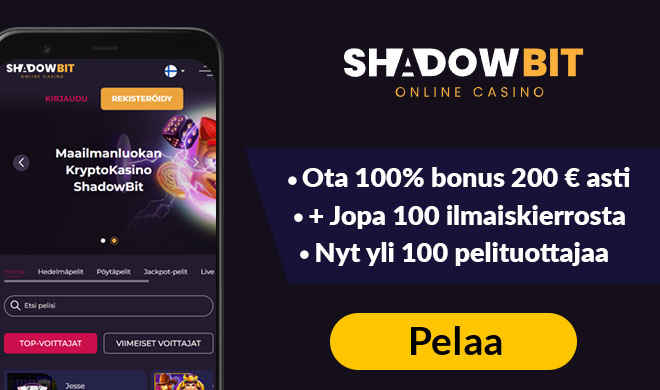 Shadowbit Casino antaa 100% bonuksen