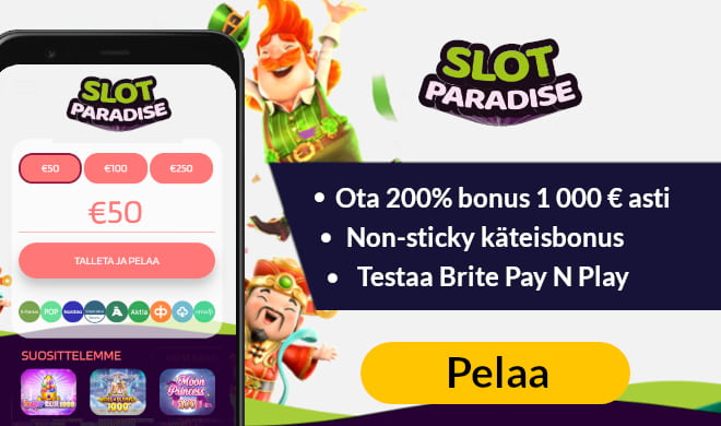 Aloita pelit Slotparadisella 200% bonuksella