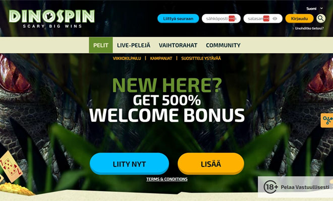 Dinospin Casino tarjoaa bonuksia