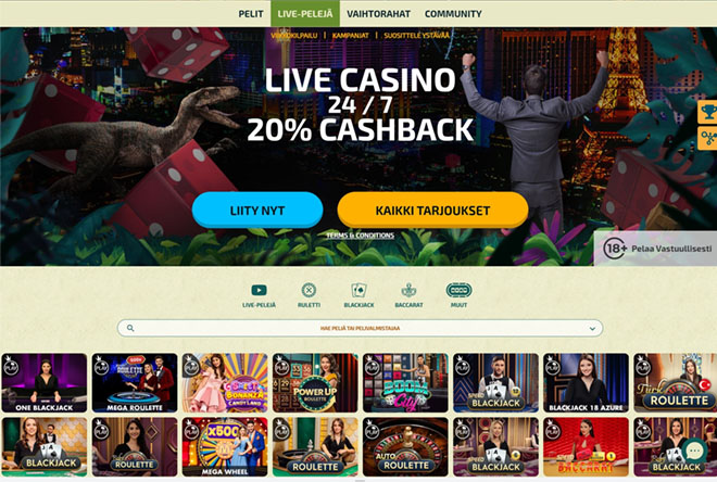 Kasinolla on myös live-casino