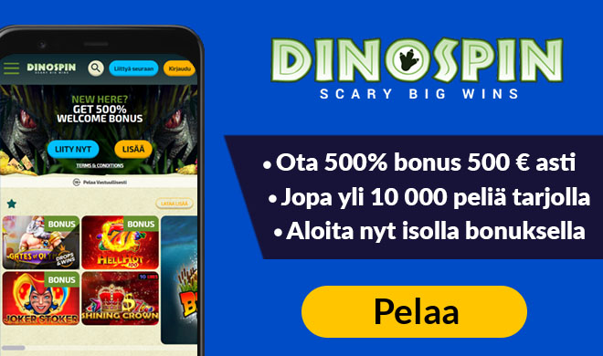 Dinospin tarjoaa 500% bonuksen