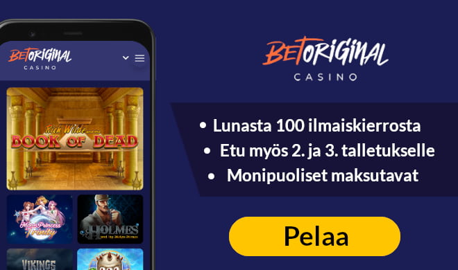 BetOriginal Casino tarjoaa Bonuskoodien lukijoille 100 käteiskierrosta ensitalletukselle.