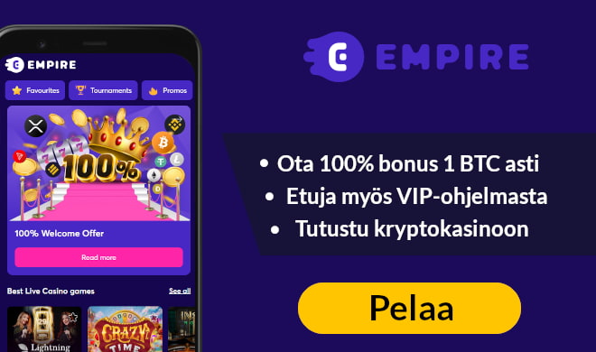 Empire Casino kansikuva Bonuskoodit.com kasinoarvostelulle. 