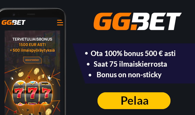 GGbet casinolla on tarjota uusille pelaajille 100% non sticky bonus 500 € asti.