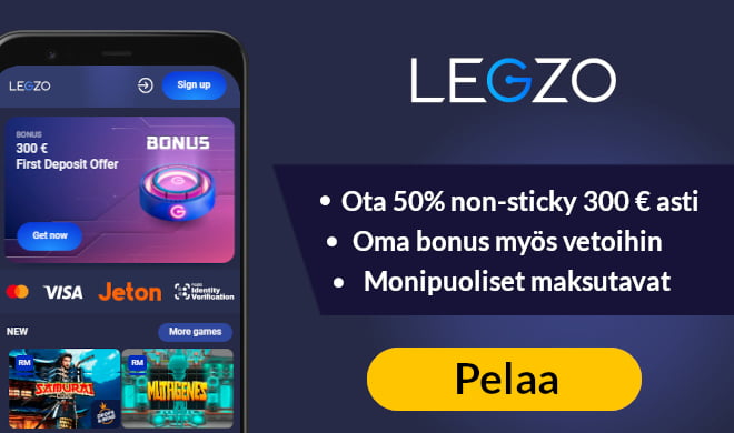 Legzo Casino tarjoaa uusille pelaajille 100% non stick bonuksen 300 € asti.