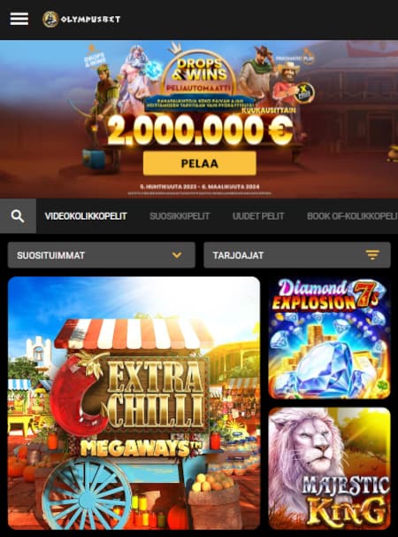 OlympusBet Casino mobiili toimii erityisen hyvin.