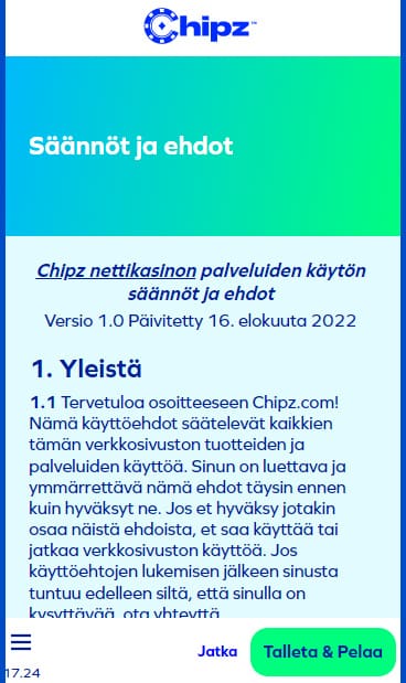 Selkeät käyttöehdot ovat yksi turvallisuuden tekijä kasinolla