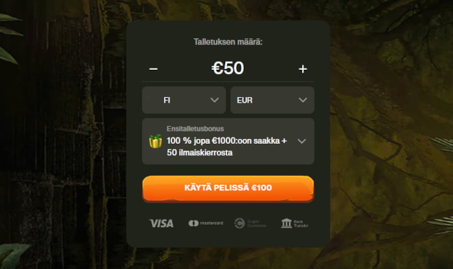 Cashwin Casino talletus ja kotiutus onnistuvat myös suoraan pankkitililtä.