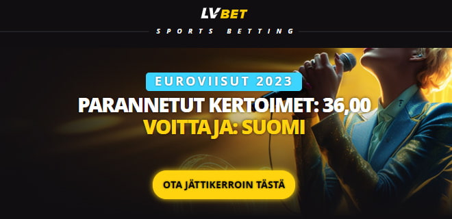36.00 kerroin Käärijä voittaa Euroviisut LVbet sivustolta
