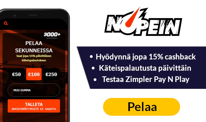 Nopein Casino tarjoaa 15% käteispalautuksen päivittäin.