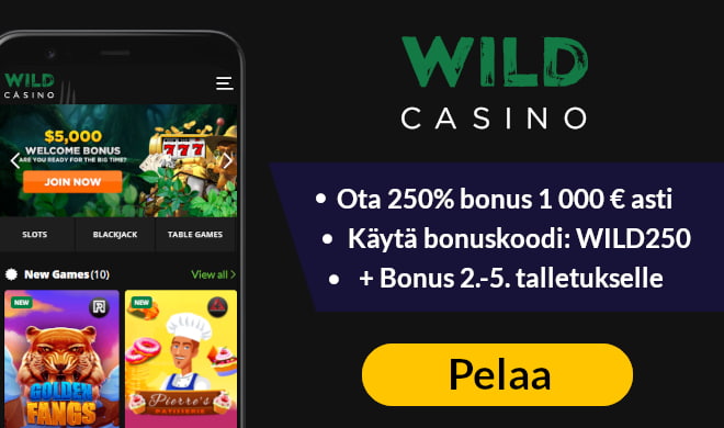 Wild Casino tarjoaa uusille pelaajille isot edut.