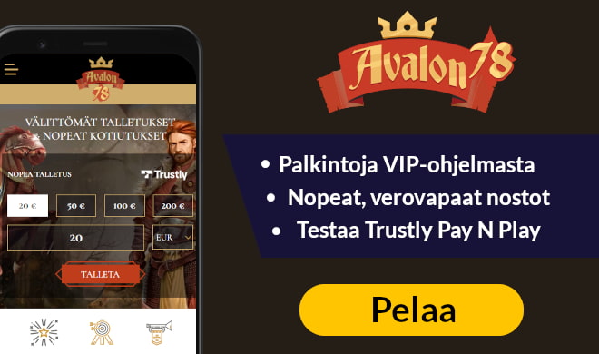 Avalon78 tarjoaa pikapelit ja verovapaat nostot.