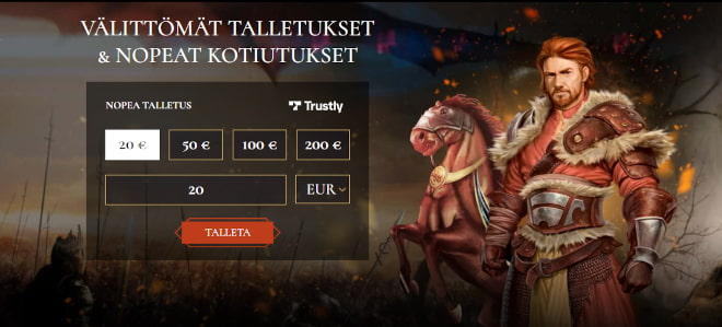 Avalon78 kotiutus ja talletus hoituu pikana Trustlyn kautta.