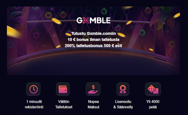 Gxmble Casino esittely avaa bonuksia uusille pelaajille.