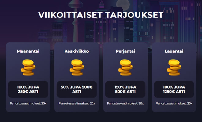 Gxmble Casino talletusbonus on tarjolla joka viikko tervetulopaketin päälle.