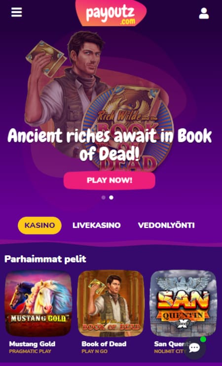 Payoutz Casino mobiili toimii erittäin hyvin.