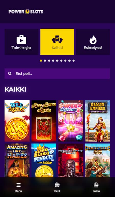 PowerSlots mobiili toimii hyvin ilman mitään ylimääräistä.