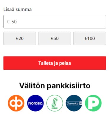 Pay and play vedonlyönti talletus pikana