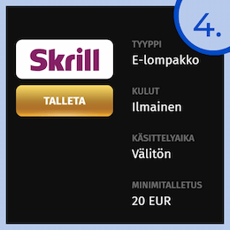 Jos saat voittoja, voit kotiuttaa ne Skrillin kautta