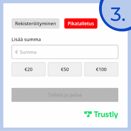 Voit tehdä talletuksen tai rekisteröityä kasinon sivulla