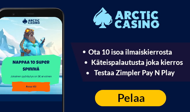 Arctic Casino tarjoaa uusille pelaajille 10 isoa ilmaiskierrosta.