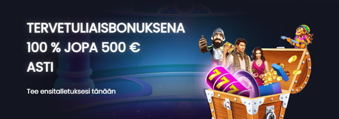 Betreels Casino bonus tuplaa talletuksesi jopa 500 € asti.