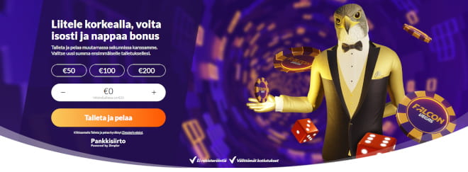 Falcon Vegas Casino kotiutus ja talletus onnistuvat käden käänteessä Zimplerin avulla.