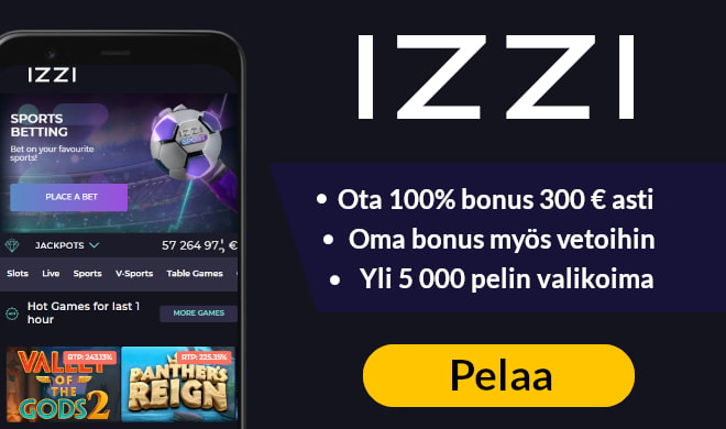 Izzi Casino tarjoaa bonuksen sekä kasinolle että vedonlyöntiin.
