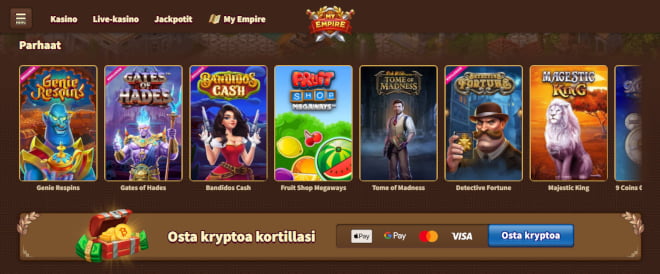 MyEmpire Casino kokemuksia voi lähteä hakemaan vaikka kryptoilla.