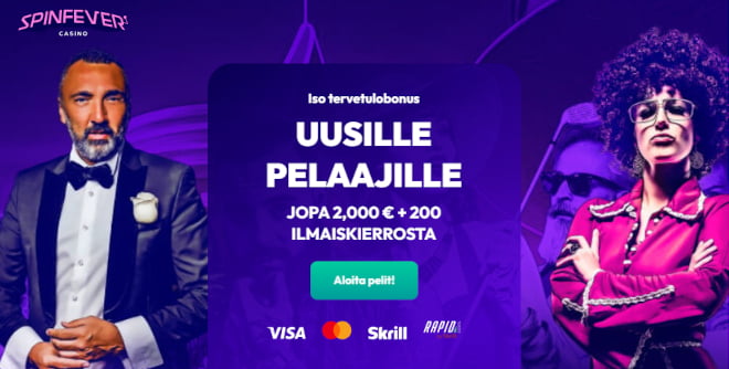 SpinFever Casino kotiutus ja talletus onnistuu tutuilla maksutavoilla.