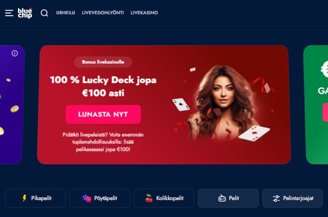 Lue meidän Blue Chip Casino ja tutustu livekasinon valikoimaan.