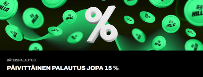 Lue Hillo Casino esittely ja selvitä, miten voit saada jopa 15% käteispalautuksen päivittäin.