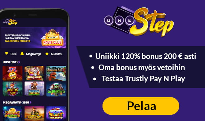 Uniikki 120% OneStep Casino bonus vain meiltä.