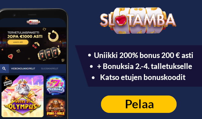 SlotAmba Casino tarjoaa bonuksia 4:lle ensitalletukselle, katso bonuskoodit.