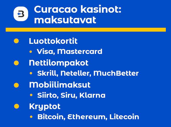 Curacao kasinot mahdollistavat rahansiirrot monin eri tavoin.