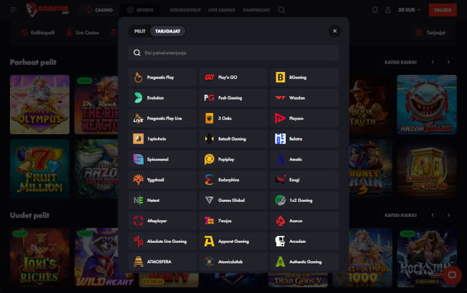 uudet nettikasinot pelivalikoima pelinvalmistajineen