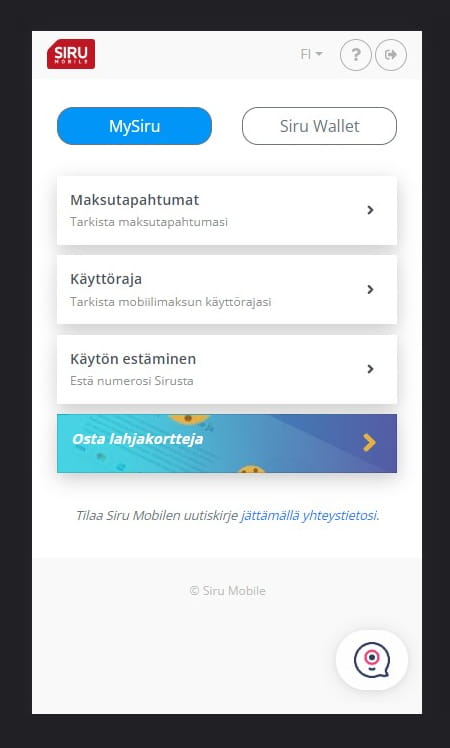 MySiru ja Siru Wallet ovat käteviä palveluita.