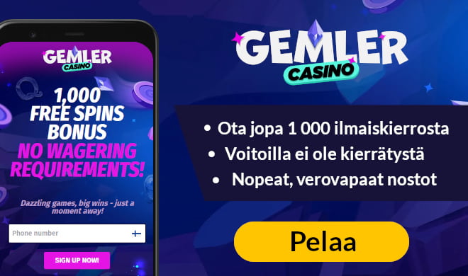 Lue Gemler Casino arvostelu ja ota ilmaiskierroksia ilman kierrätystä.