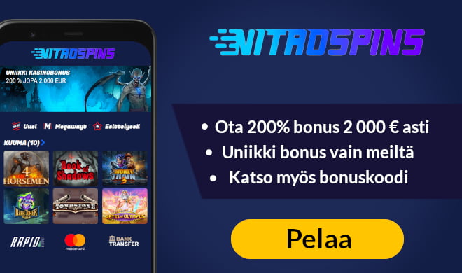 Lue Nitrospins Casino arvostelu ja lunasta uniikki 200% bonus 2000 € asti.