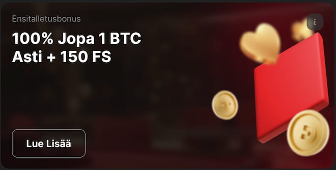 Betspins ensitalletusbonus on 100% aina 1 BTC asti.