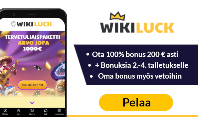 Lue WikiLuck Casino arvostelu ja ota tervetulobonus.