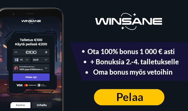 Winsane Casino tarjoaa jättimäisen tervetulotarjouksen uusille pelaajille.